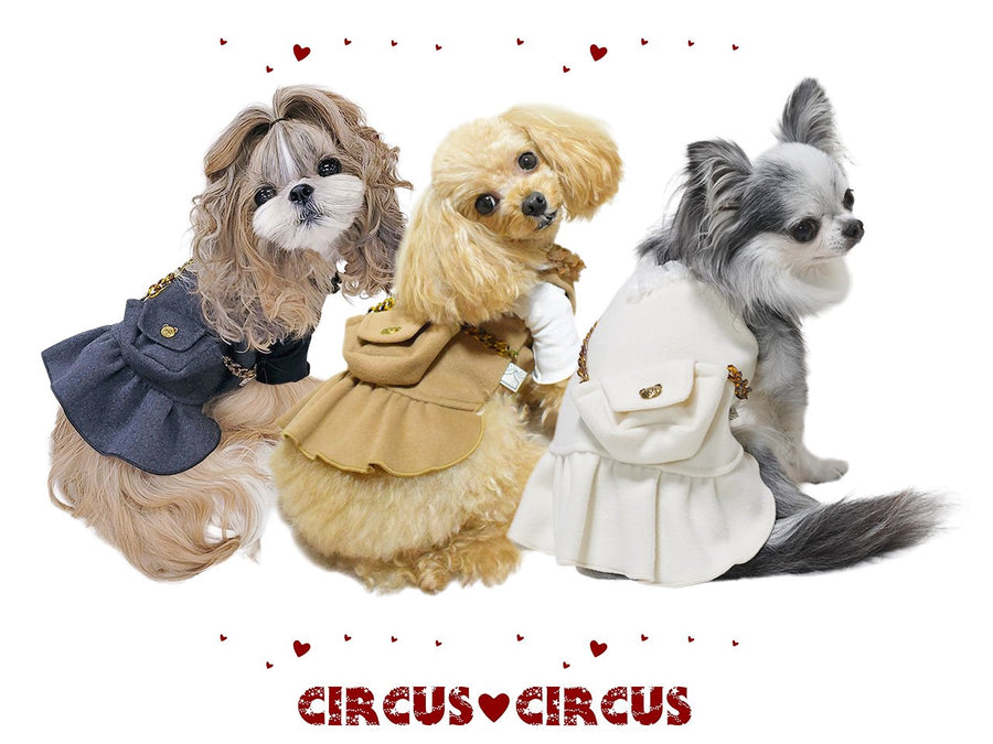 フラノポシェットワンピ　　circus circus　サーカスサーカス　犬服　タンク　フリルタンク 　　犬の服　ドッグウェア　かわいい