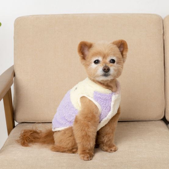 TINOTITO　パステルブロックボアコート【M/Lサイズ】　ティノティート　　優しい　犬服　犬の服　ドッグウェア　ドッグファッション