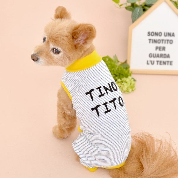 マルチボーダーつなぎ　TINOTITO ティノティート　犬服　いぬふく　ドッグウェア　ペットファッション　ドッグファッション　春夏　2022　かわいい　ロンパース