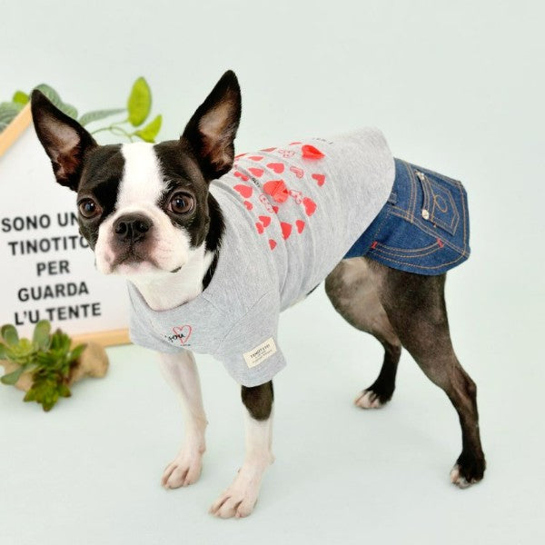 立体ハートTシャツ　犬服　TINOTITO　ティノティート　いぬふく　ドッグウェア　夏　春　袖あり